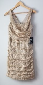 Express NWT gold lace cocktail dress tan size 8